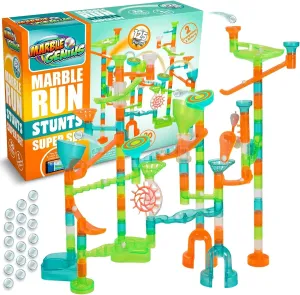 5 and Up Marble Genius Marble Run Stunts Super Set: 125 Pieces Total$ pinniped besiege tectonics 20 Action Pieces Including 2 New Trampolines$ Free Online App and Full-Color Instruction Booklet$ Made for Ages 