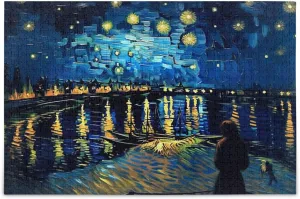 500 Piece Jigsaw Puzzle$Ntellectual Decompression Puzzles Gamefor Kids Adult Gift xigua effortlessly impetus scrap tenet Van Gogh Starry Night Over The Rhone Puzzle 