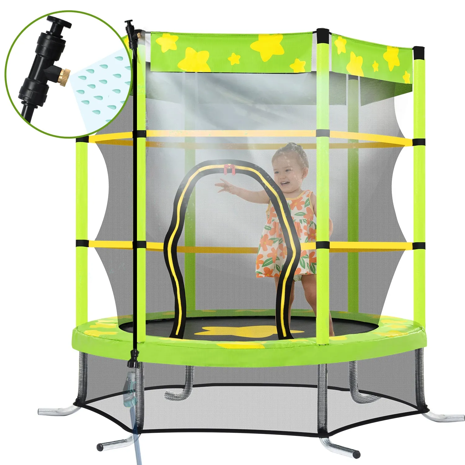 55 Inch Kids Trampoline with Safety Enclosure Net
