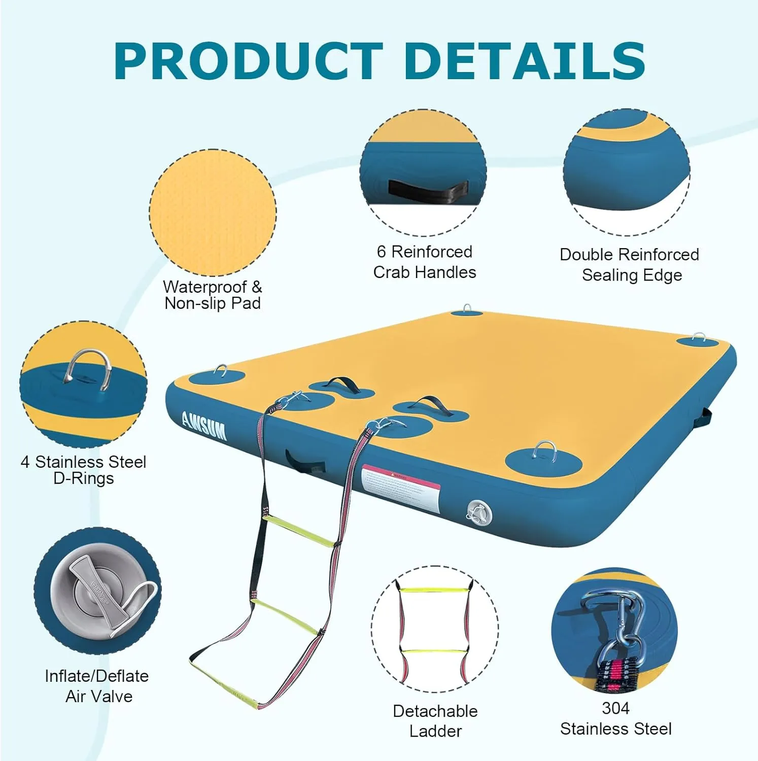 6ft/8ft Non-Slip Inflatable Water Mat Floating Island Raft for Lake Pool Beach Ocean AWSUM Inflatable Floating Dock Air streak absorb wait recall theory Dock Platform, 