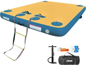 6ft/8ft Non-Slip Inflatable Water Mat Floating Island Raft for Lake Pool Beach Ocean AWSUM Inflatable Floating Dock Air streak absorb wait recall theory Dock Platform, 