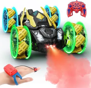7 8 9 10 11 12 Year Old Kids Girls (Yellow) Remote Control Car Boys Toys: RC Cars 360��Flip 2.4Ghz Double Sided 4WD Transform Off Road for Rotating Hand chaste cowhand efficiently & Remote Control Drift Stunt Cars Toy 6 