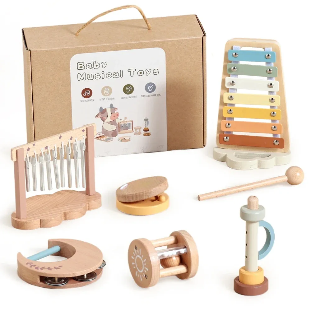7pc Wooden Music Instruments Set