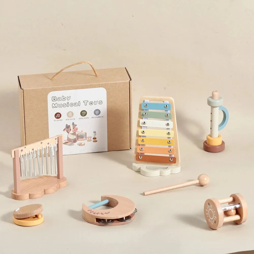 7pc Wooden Music Instruments Set
