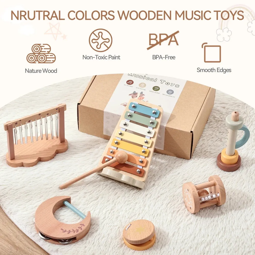 7pc Wooden Music Instruments Set
