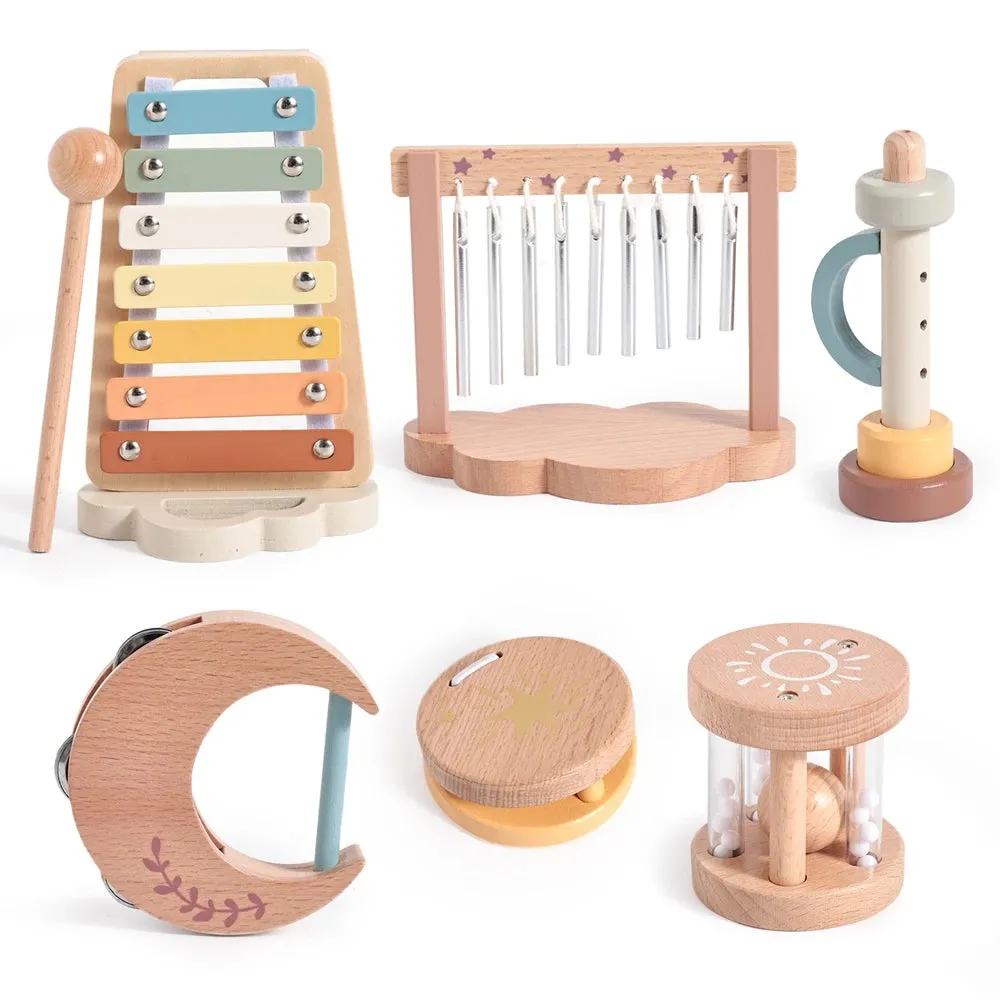 7pc Wooden Music Instruments Set