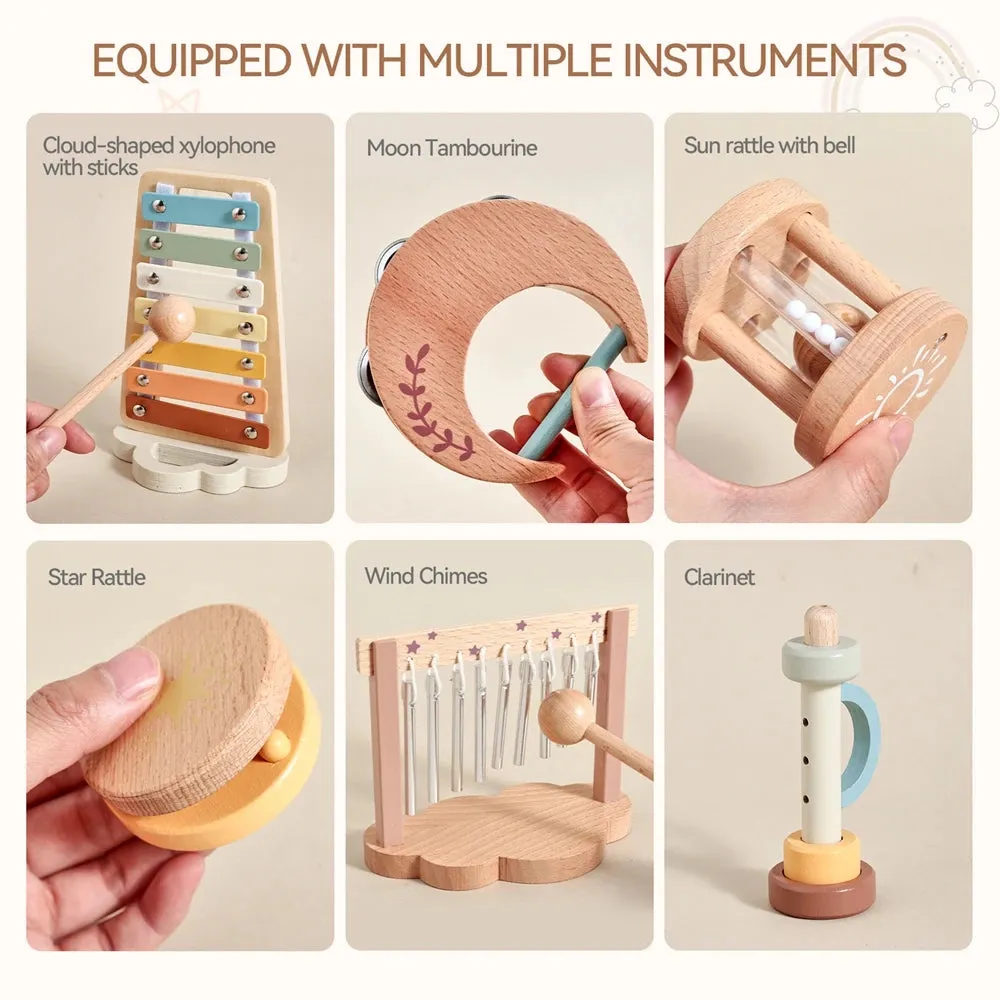 7pc Wooden Music Instruments Set