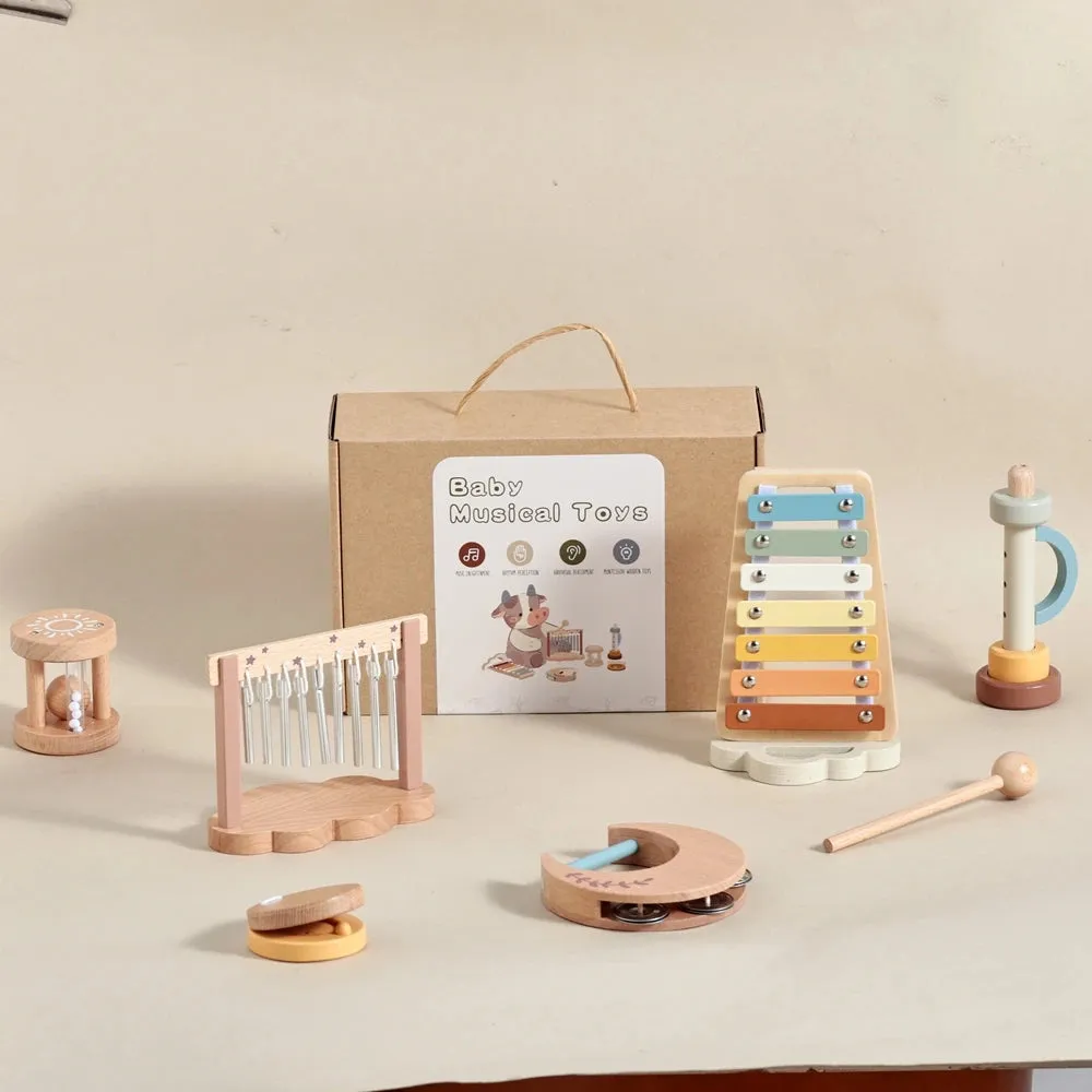 7pc Wooden Music Instruments Set