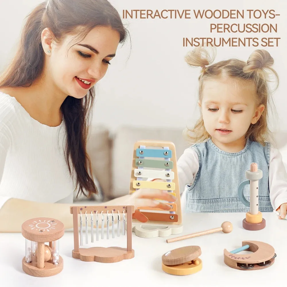 7pc Wooden Music Instruments Set