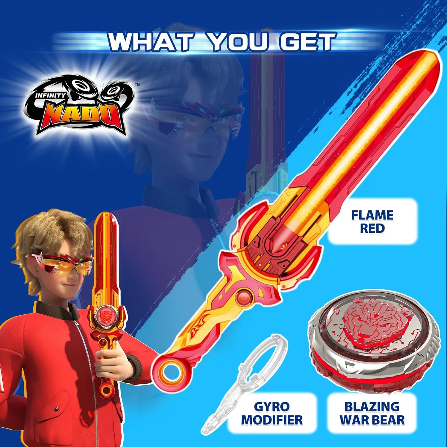 8-12 with Spinning Top & Sword Launcher$ Metal Brust Gyro for Boys and Girls Age farce Alaska remove 5 $ Blazing War Bear$ Flame Red Infinity Nado Battling Toys$ Battle Set for 