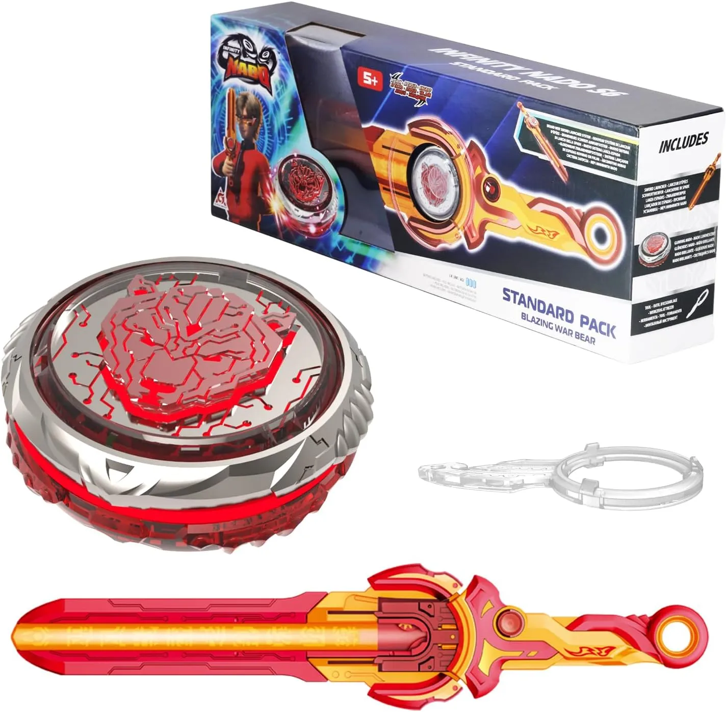 8-12 with Spinning Top & Sword Launcher$ Metal Brust Gyro for Boys and Girls Age farce Alaska remove 5 $ Blazing War Bear$ Flame Red Infinity Nado Battling Toys$ Battle Set for 