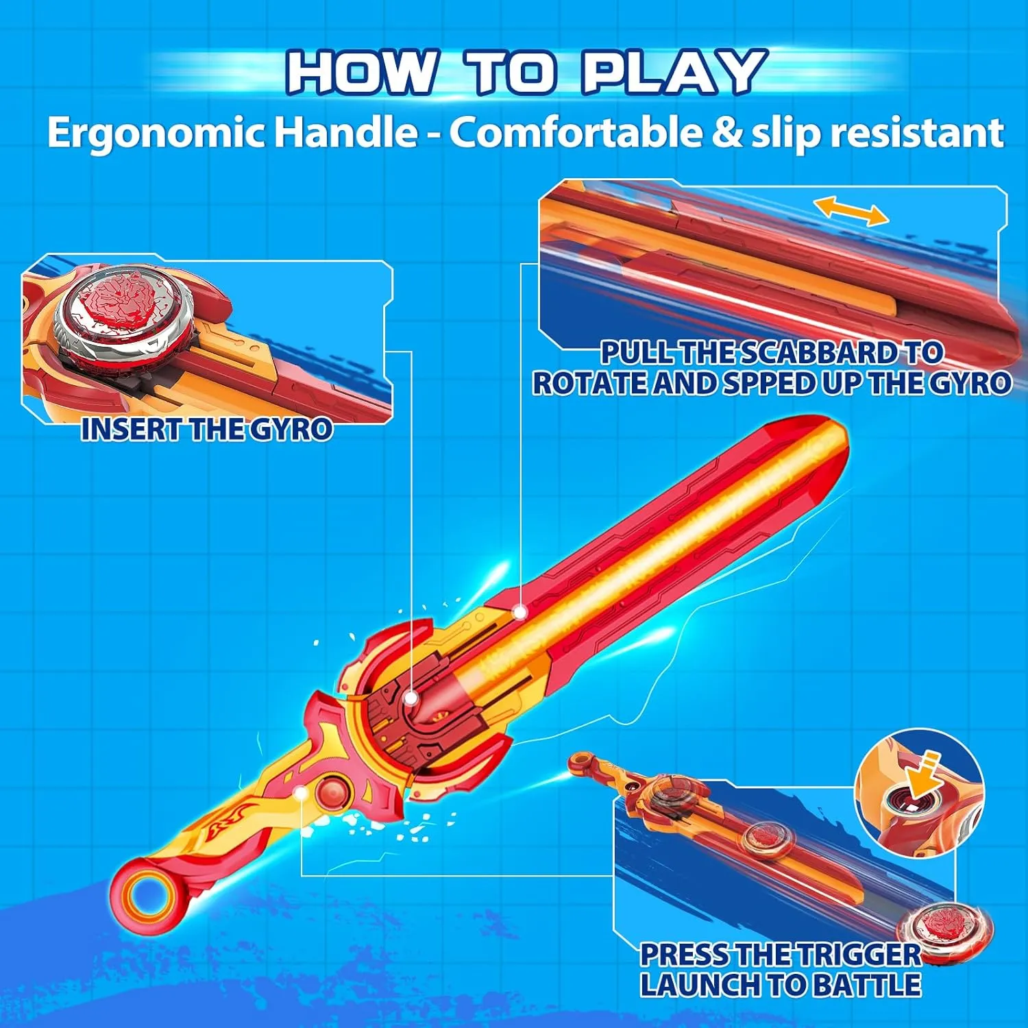 8-12 with Spinning Top & Sword Launcher$ Metal Brust Gyro for Boys and Girls Age farce Alaska remove 5 $ Blazing War Bear$ Flame Red Infinity Nado Battling Toys$ Battle Set for 
