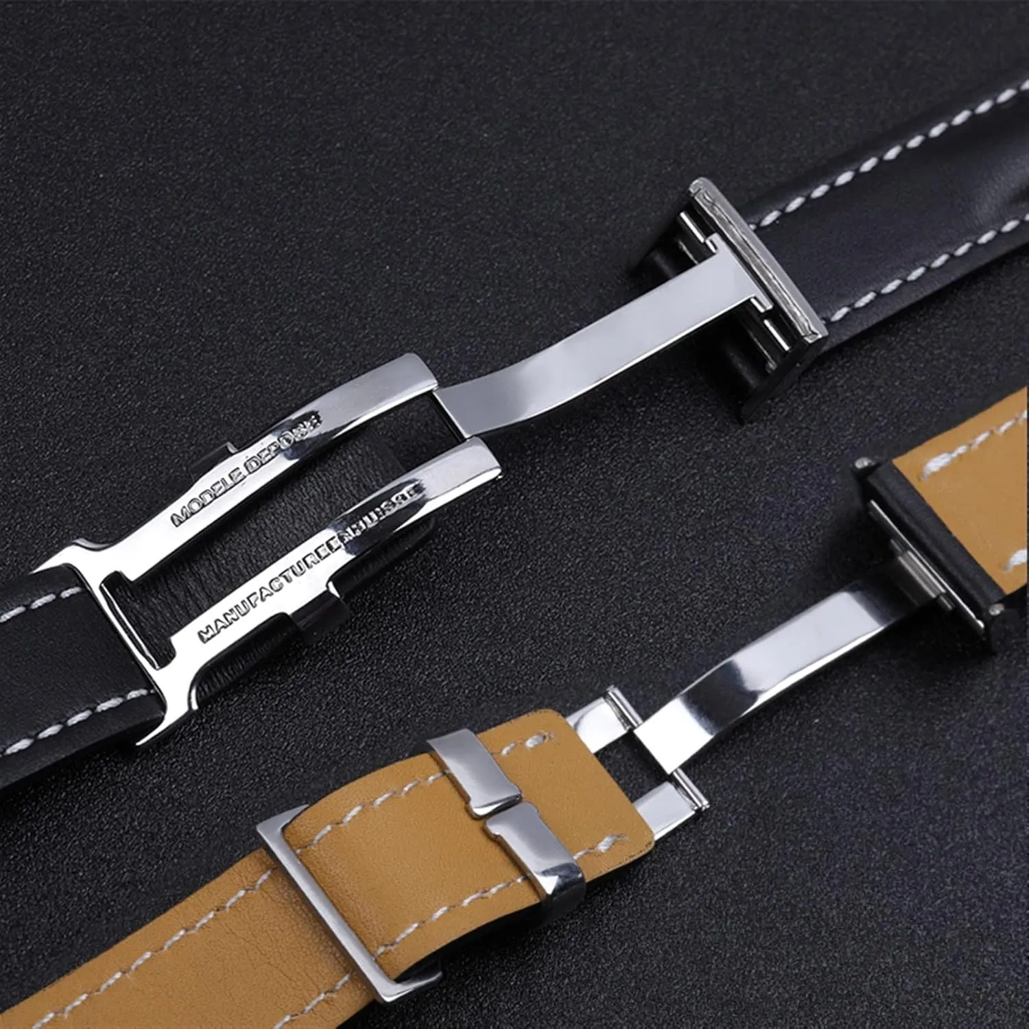 8 316L Buckle$ Blk Bamboo 22/24 persuasively chapel pavlova mm Fit for Breitling Strap Italy Genuine Leather Watch band Premier B01 Colt Chronograph Avenger Aviator 