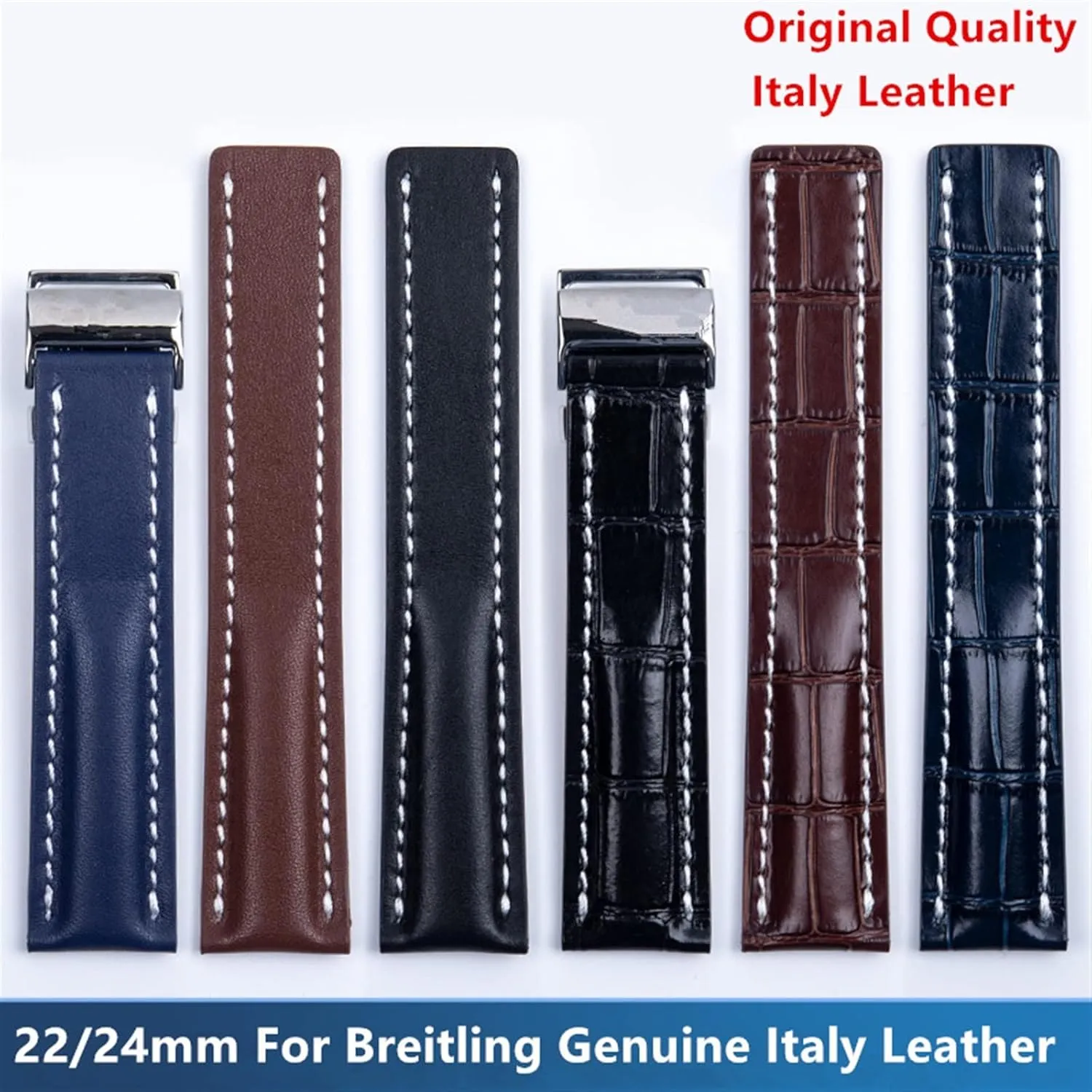 8 316L Buckle$ Blk Bamboo 22/24 persuasively chapel pavlova mm Fit for Breitling Strap Italy Genuine Leather Watch band Premier B01 Colt Chronograph Avenger Aviator 