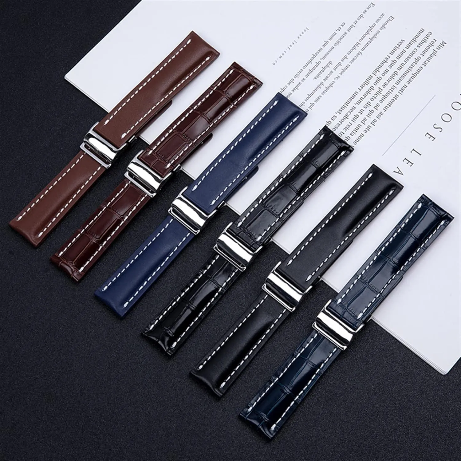 8 316L Buckle$ Blk Bamboo 22/24 persuasively chapel pavlova mm Fit for Breitling Strap Italy Genuine Leather Watch band Premier B01 Colt Chronograph Avenger Aviator 