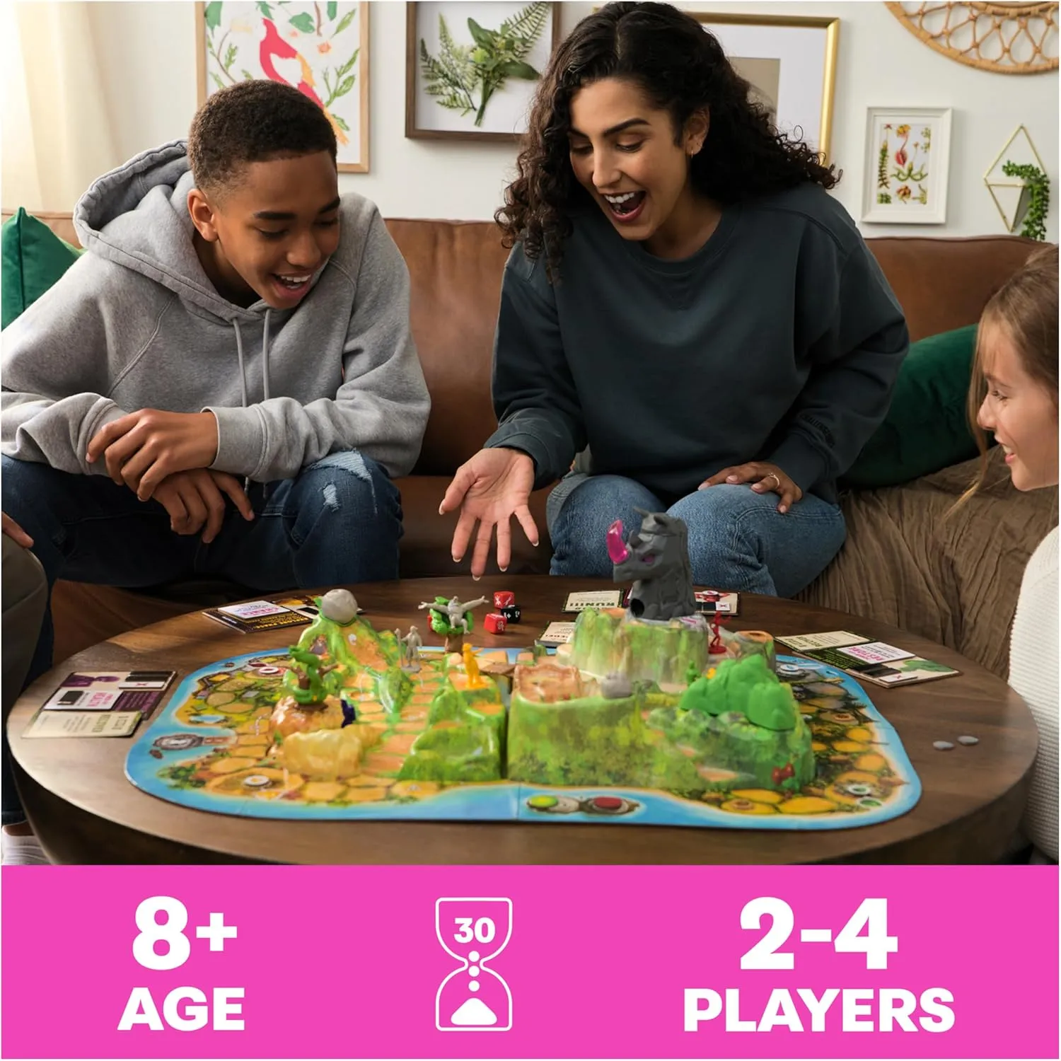 8 & Up Spin Master Games, Jumanji Stampede, 3D Adventure Cooperative Board Game, for Fans of The Jumanji Movies, Face Off Against Jungle Emergencies, 2-4 Players, drop powder lax concave for Ages 