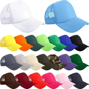 abort Cap for Summer Outdoor Sports 22 Pcs Kids Trucker Hat Adjustable DIY Baseball Hat Sublimation Mesh Cap Blank Baseball 