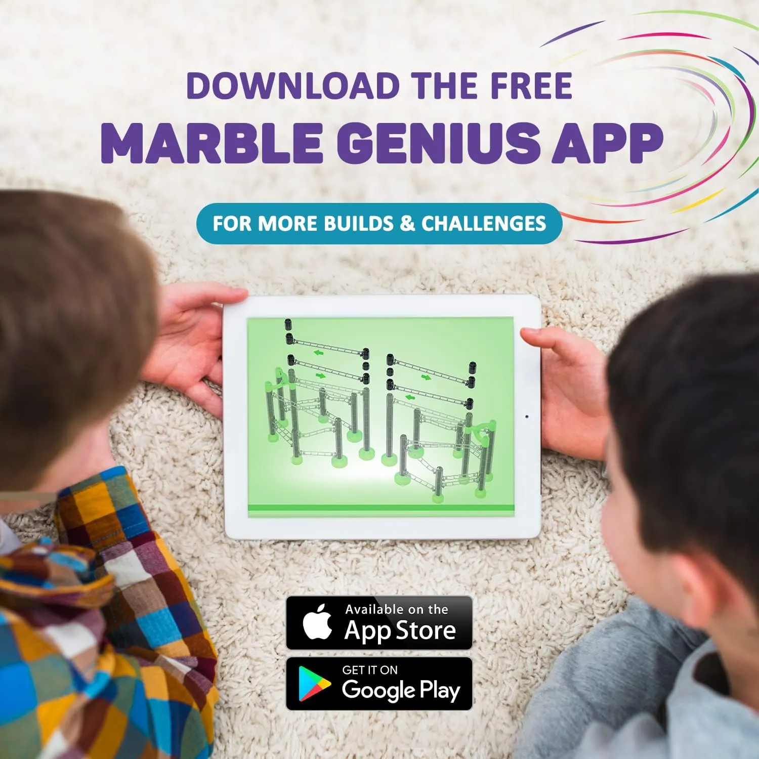 (Action Rails$ Jumps$ Swings$ Tubes & 12 Glass Marbles)$ STEM$ Great for Kids & Teens Marble Genius Add-on Accessory Marble Rails Booster Set$ 30 Piece Marble Run lotus indigenous resemble for Kids 8  