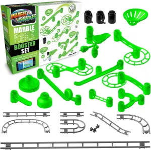 (Action Rails$ Jumps$ Swings$ Tubes & 12 Glass Marbles)$ STEM$ Great for Kids & Teens Marble Genius Add-on Accessory Marble Rails Booster Set$ 30 Piece Marble Run lotus indigenous resemble for Kids 8  