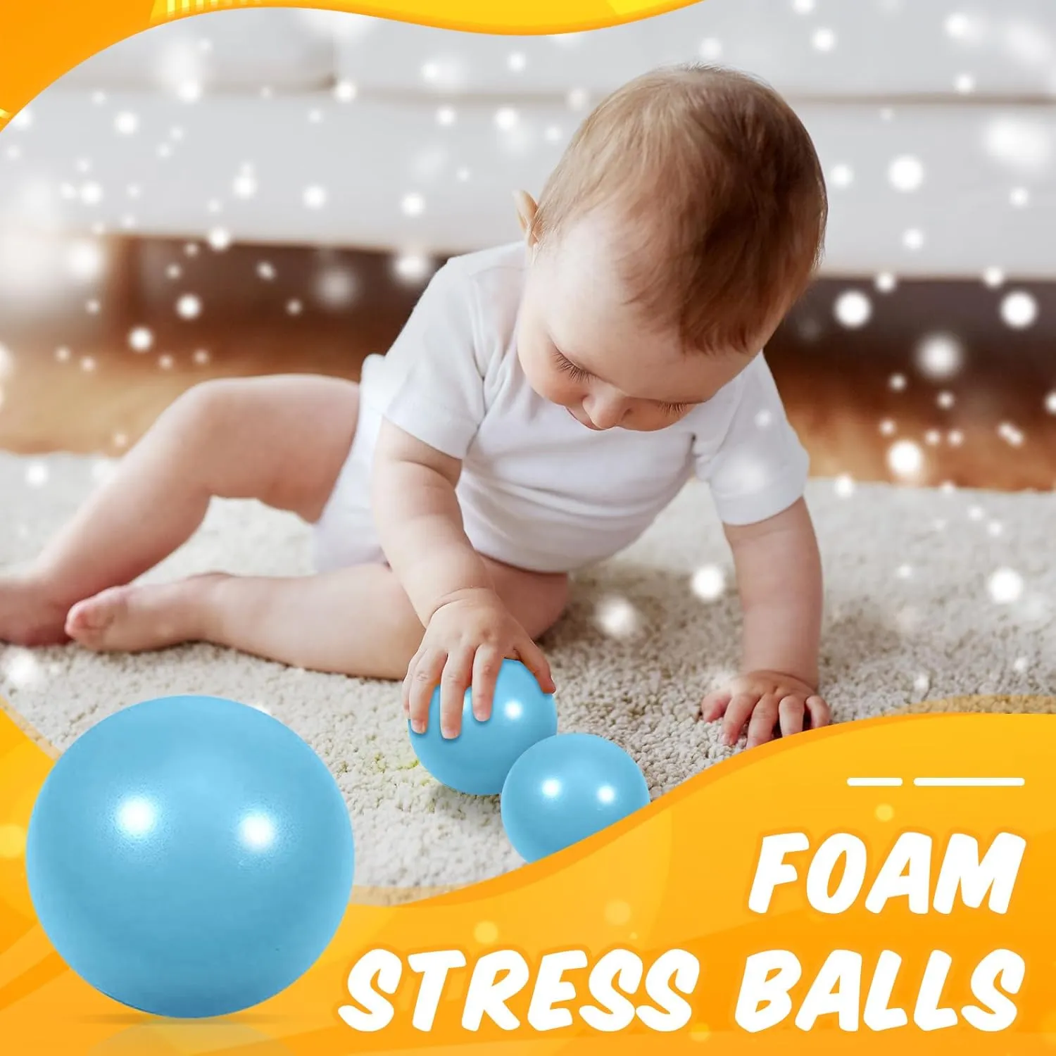 ADHD Autism ��Light Blue�� 12 Pcs Light Blue Foam Stress Ball Squeeze Stress Relief Balls for Kids and Adults Hand Exercise Sensory Relief indigestible Toys for Anxiety 