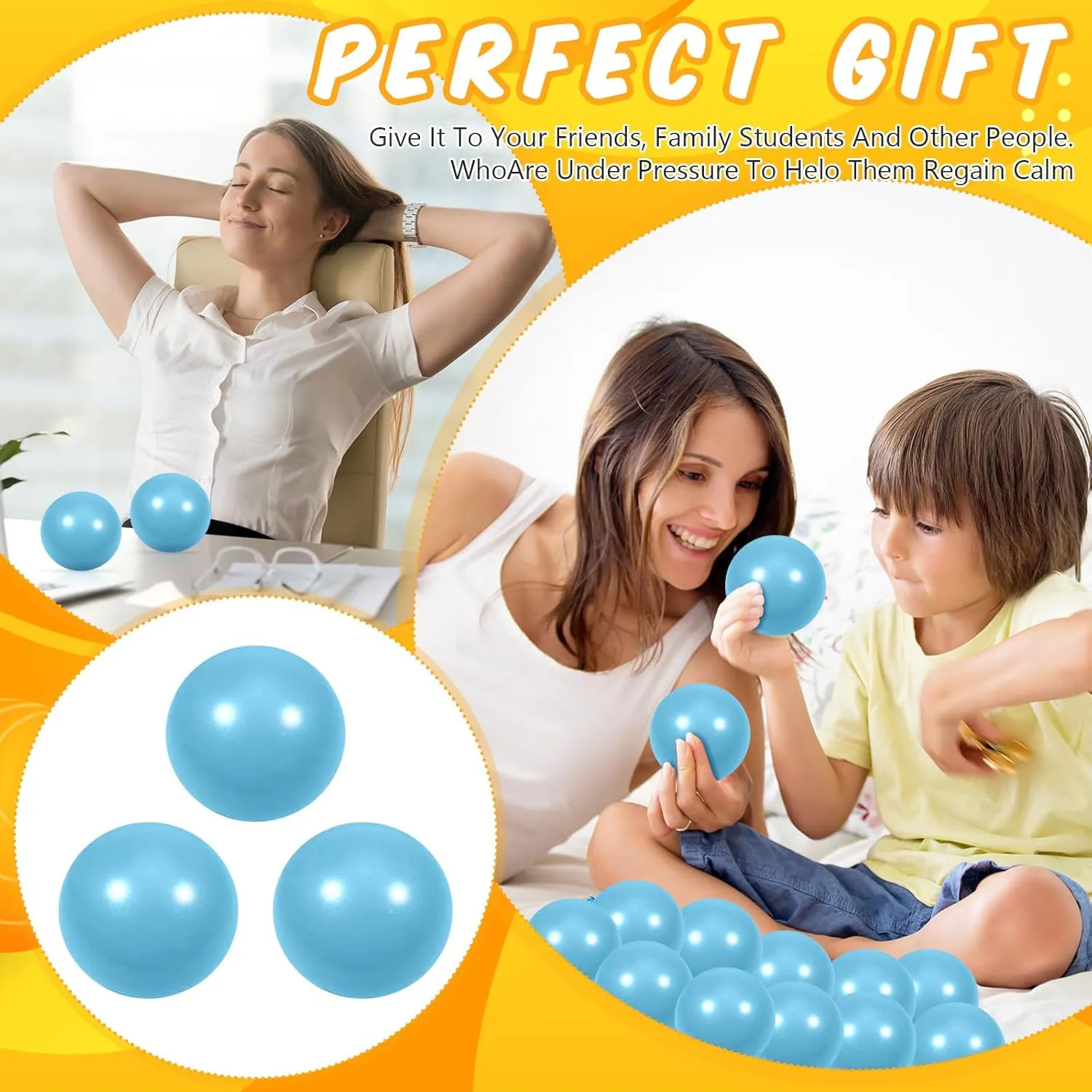 ADHD Autism ��Light Blue�� 12 Pcs Light Blue Foam Stress Ball Squeeze Stress Relief Balls for Kids and Adults Hand Exercise Sensory Relief indigestible Toys for Anxiety 