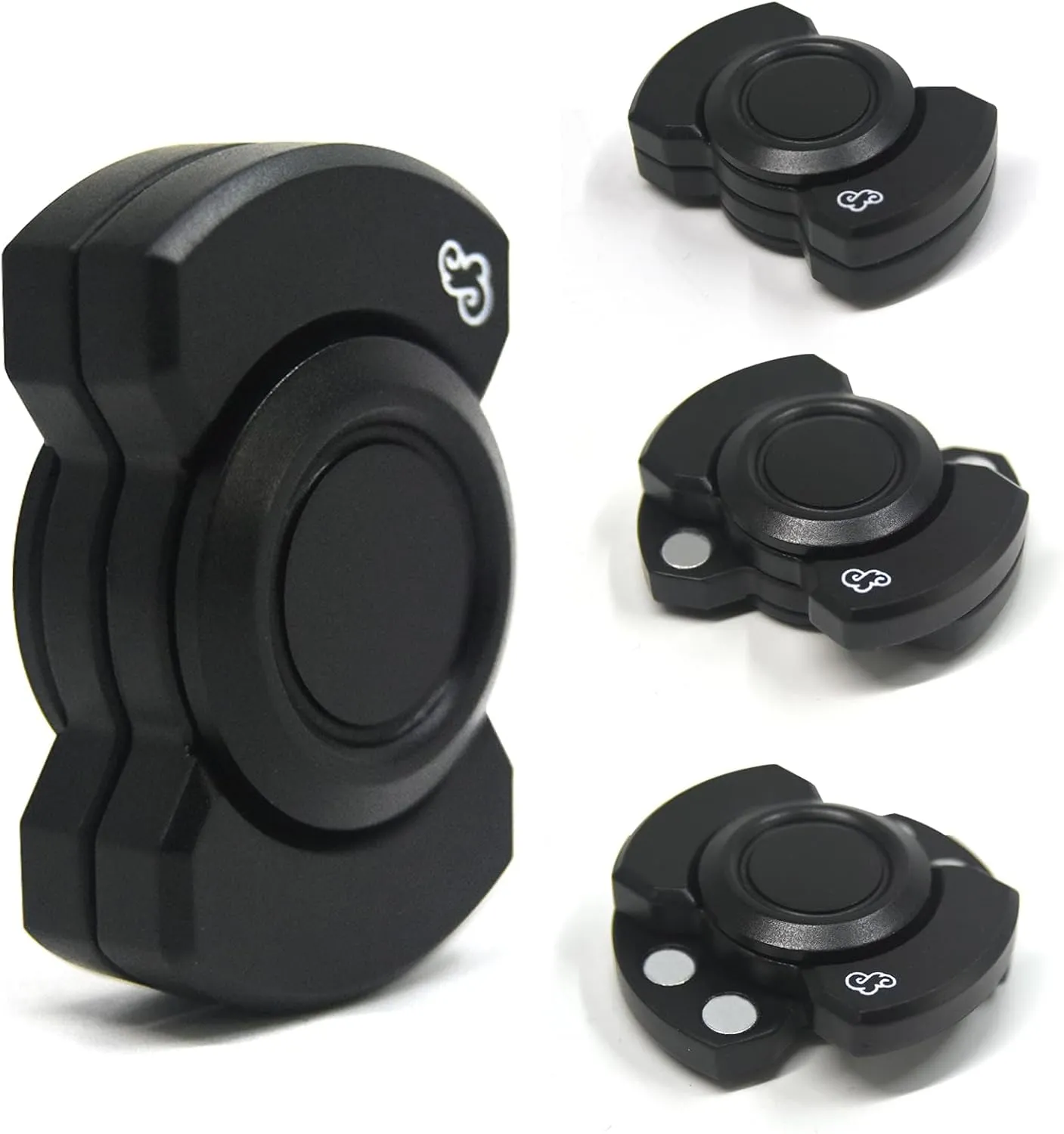 ADHD EDC Toys Cool Gadgets--Black Metal Fidget Toys Adults hardy 3 in 1-Slider/Spinning/Clicker Haptic Stress Relief Anxiety Autism 