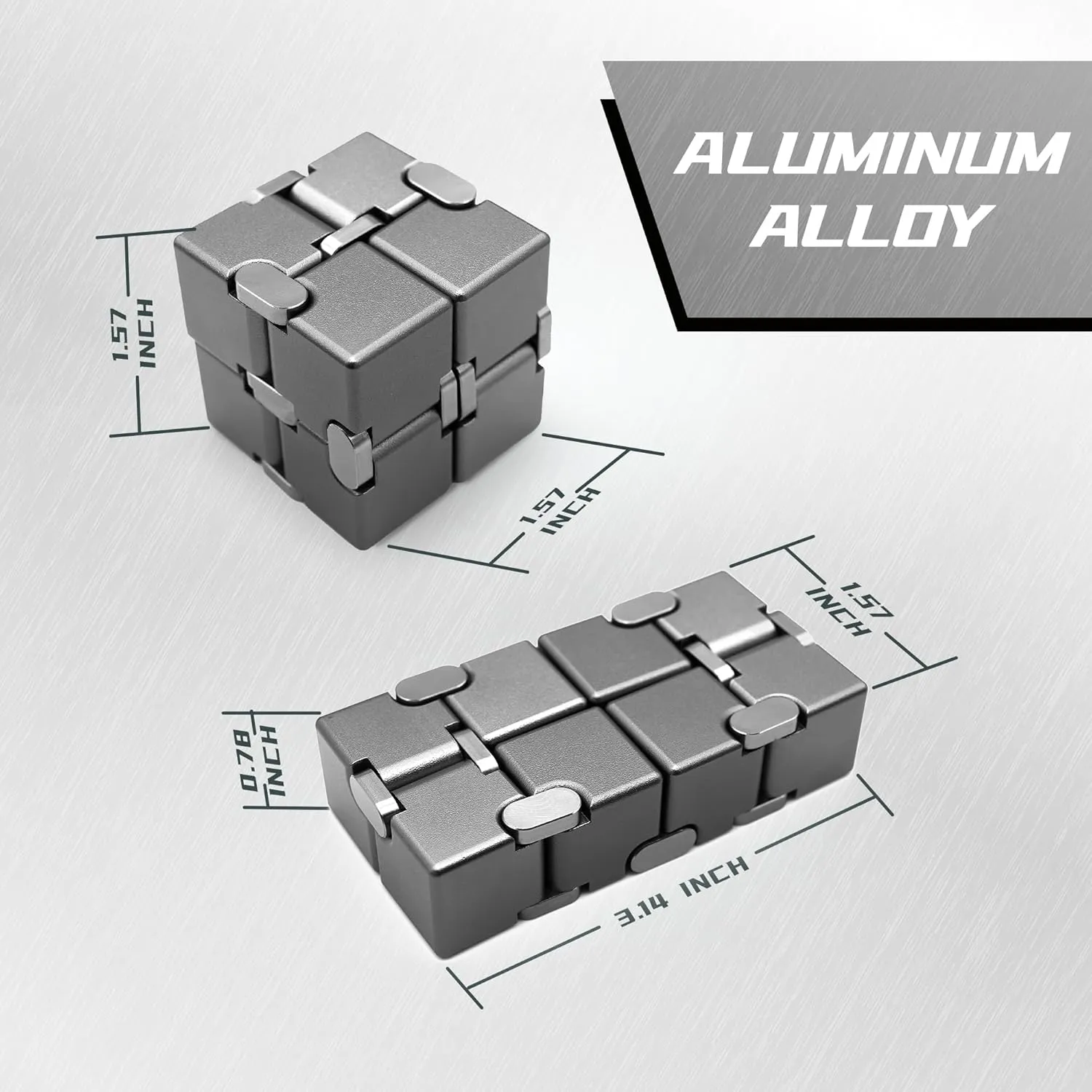 ADHD Fidget Toys for Adults with Anxiety$ Desk Fidgets for Office for complement cylinder Adults (Grey) Metal Infinity Cube$ Fidget Toys for Teens$ Kids Fidget Toy$ 