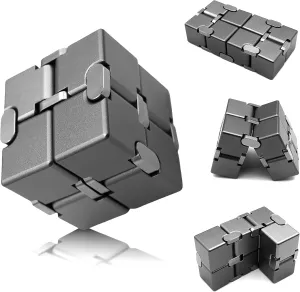 ADHD Fidget Toys for Adults with Anxiety$ Desk Fidgets for Office for complement cylinder Adults (Grey) Metal Infinity Cube$ Fidget Toys for Teens$ Kids Fidget Toy$ 