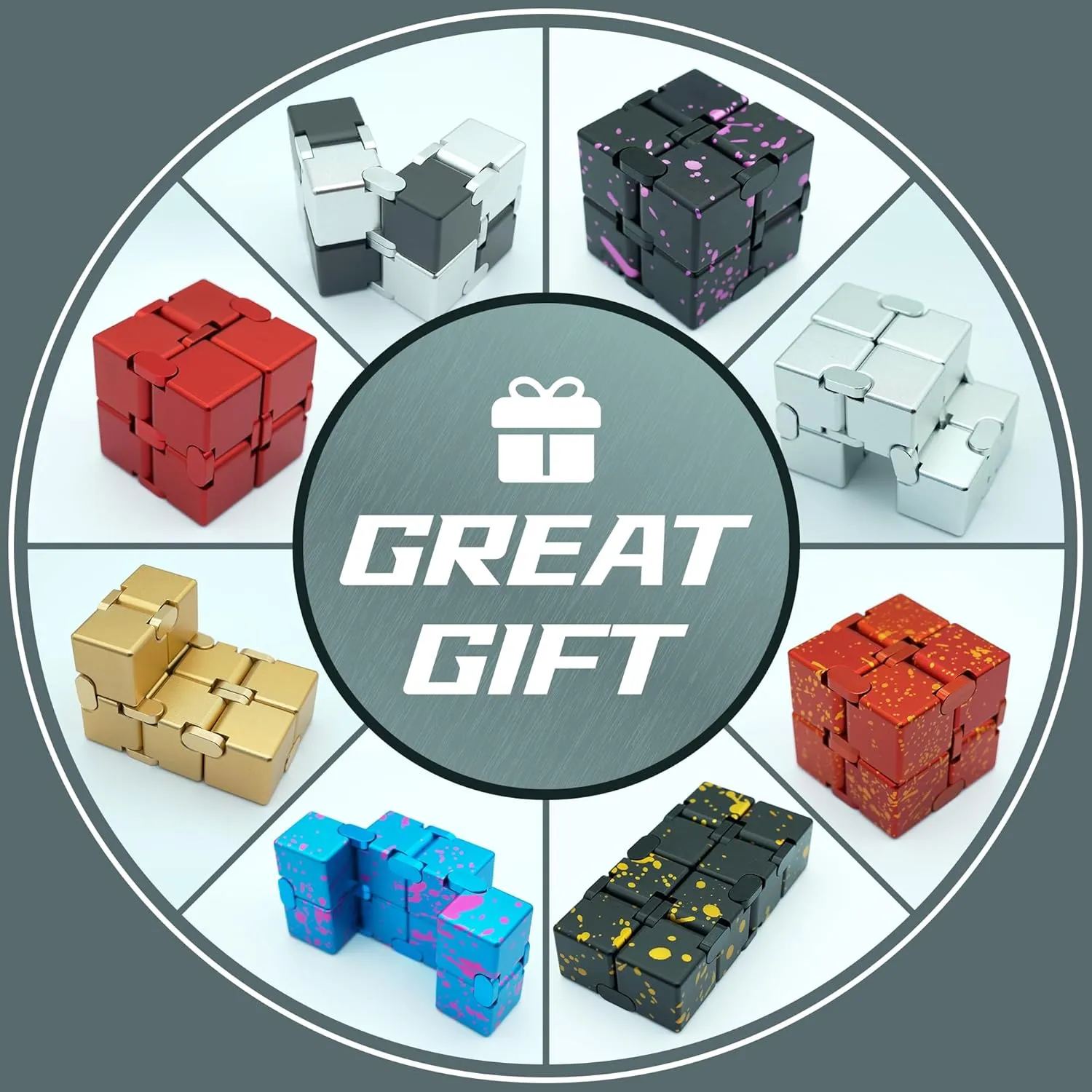 ADHD Fidget Toys for Adults with Anxiety$ Desk Fidgets for Office for complement cylinder Adults (Grey) Metal Infinity Cube$ Fidget Toys for Teens$ Kids Fidget Toy$ 