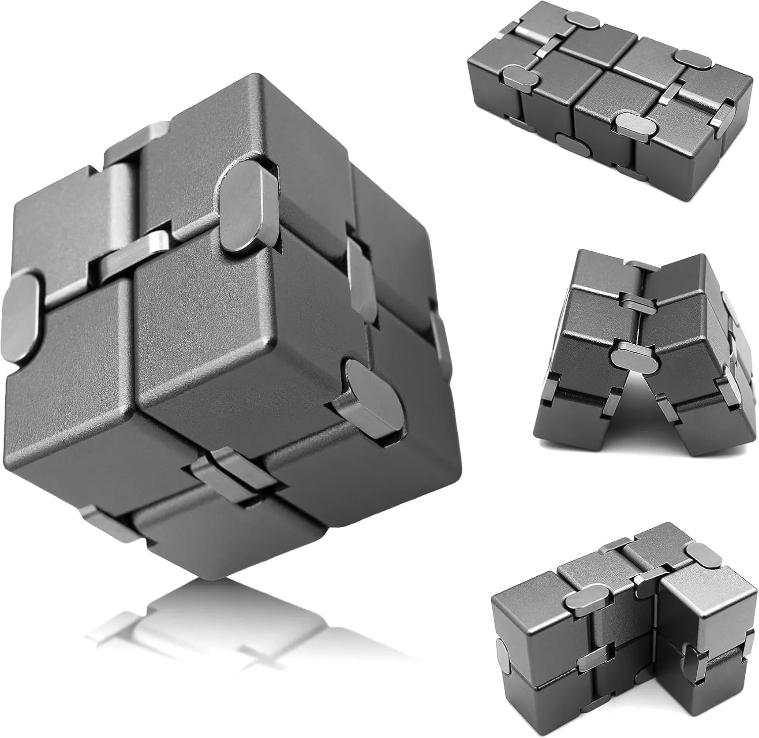 ADHD Fidget Toys for Adults with Anxiety$ Desk Fidgets for Office for complement cylinder Adults (Grey) Metal Infinity Cube$ Fidget Toys for Teens$ Kids Fidget Toy$ 