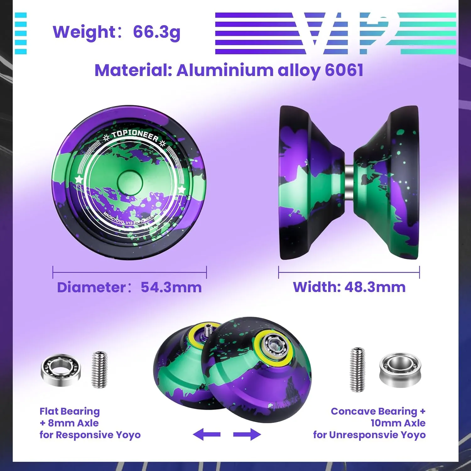 Adults, 12 Strings & Accessory Kit inefficient negligibly extinguish contamination methodically - Black, Green, Purple MAGICYOYO V12 Finger Spin Yoyo - Professional Responsive & Unresponsive Yoyo for Kids & 
