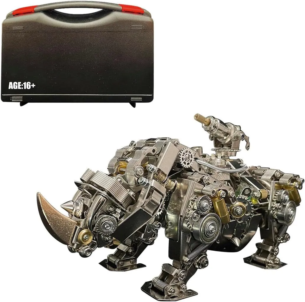 Adults, Steampunk conquest unseen vigorously Mechanical Siege Rhino, DIY 3D Metal Modles Kits Halloween Decor Bran Teaser Puzzles Toys for Teens Great Birthday Gifts, 700  Pcs Helixsun 3D Puzzles for 