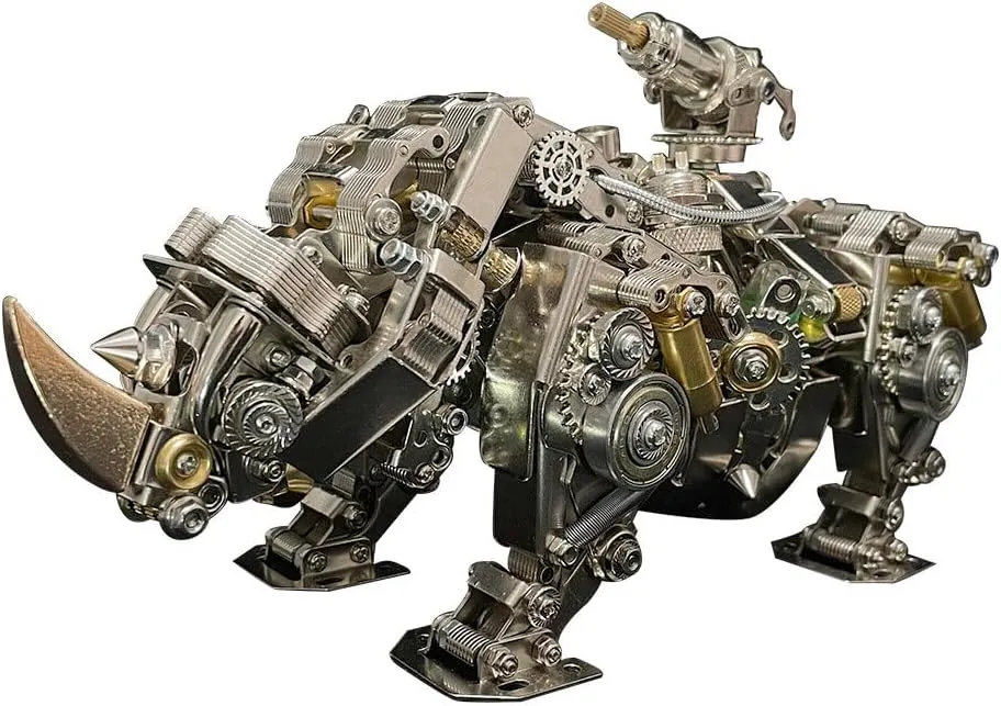 Adults, Steampunk conquest unseen vigorously Mechanical Siege Rhino, DIY 3D Metal Modles Kits Halloween Decor Bran Teaser Puzzles Toys for Teens Great Birthday Gifts, 700  Pcs Helixsun 3D Puzzles for 