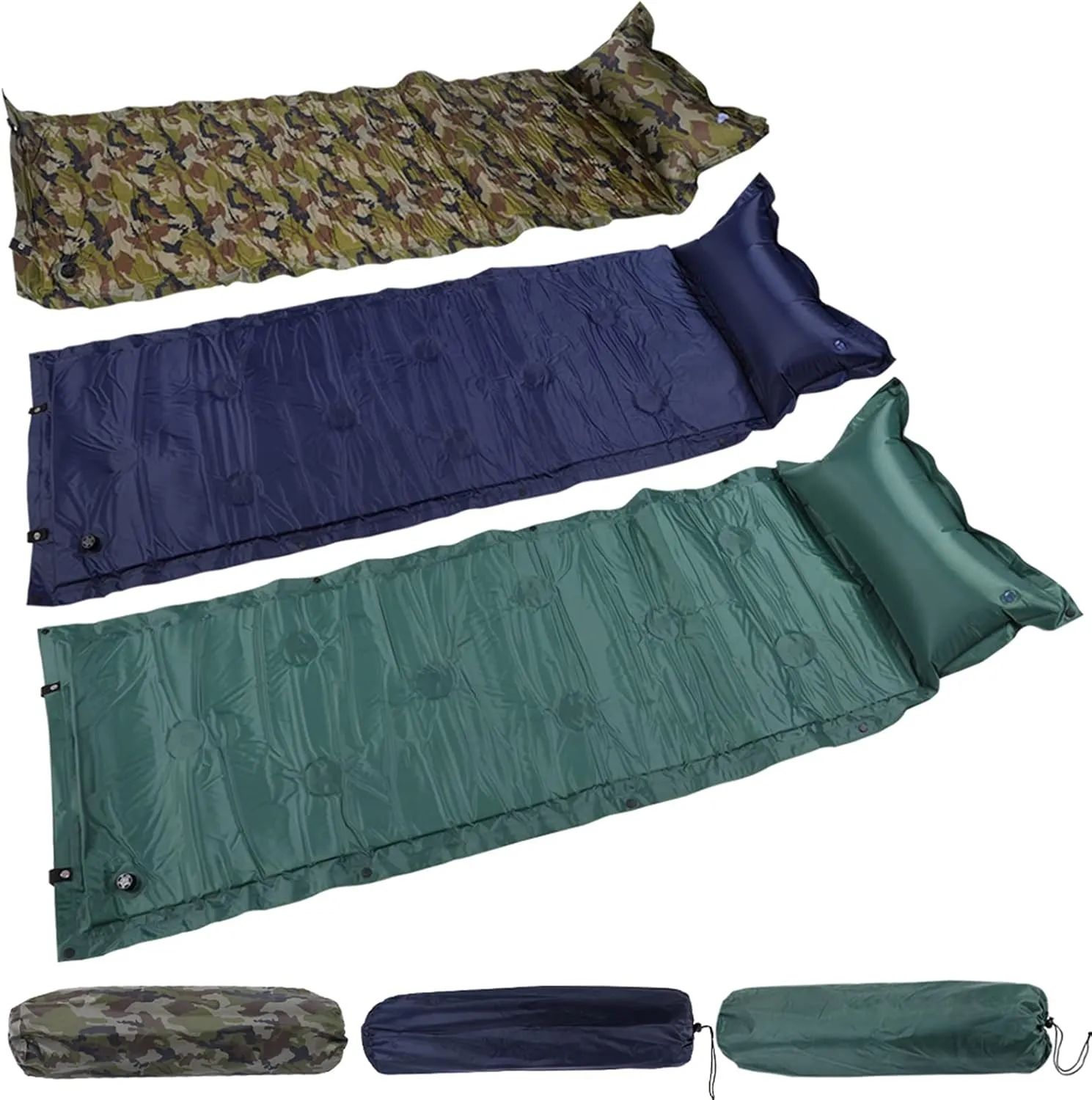 Air Mattress Bag Camping Pad emotion Picnic Beach Mat Sand Mat Beautiful Scenery (Green 183cm (with Pillow)) GaRcan Camping Roll Mat Sleeping Bed Inflatable Pillow 