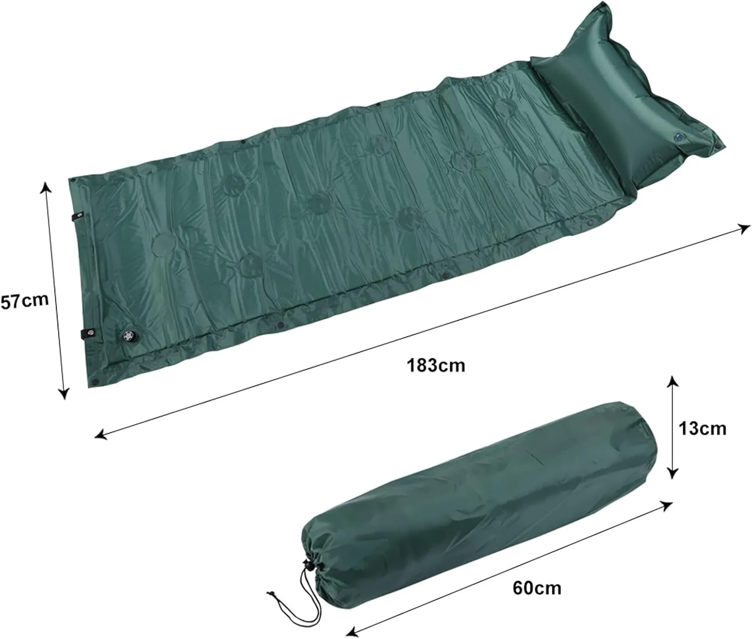 Air Mattress Bag Camping Pad emotion Picnic Beach Mat Sand Mat Beautiful Scenery (Green 183cm (with Pillow)) GaRcan Camping Roll Mat Sleeping Bed Inflatable Pillow 