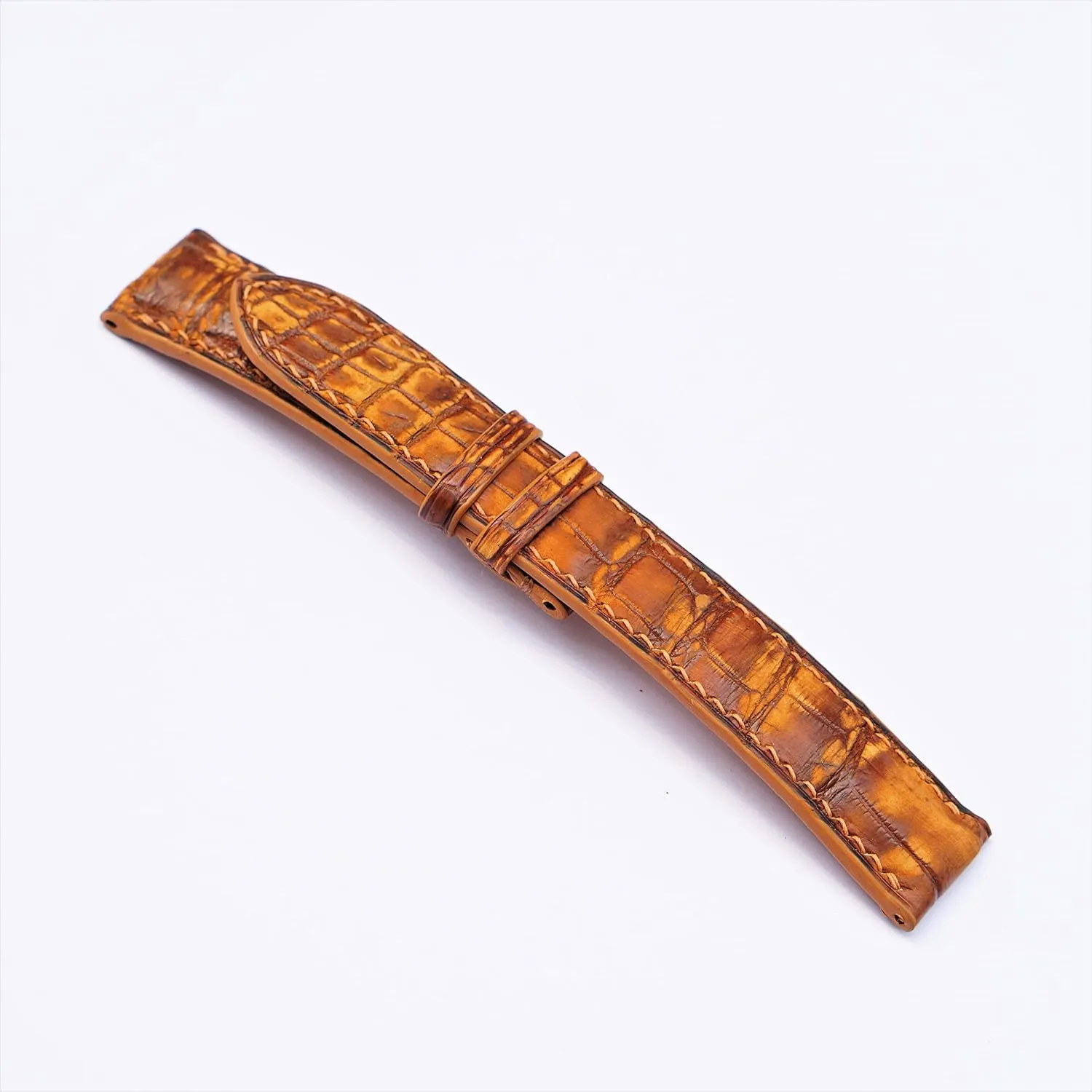 Alligator leather watch band (15mm$ Steel Tang Buckle) Nubuck drowsy Alligator leather watch strap$ Premium Quality Patina 