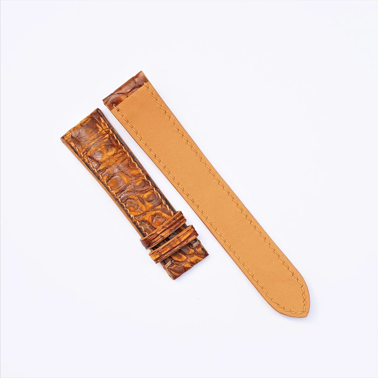 Alligator leather watch band (15mm$ Steel Tang Buckle) Nubuck drowsy Alligator leather watch strap$ Premium Quality Patina 