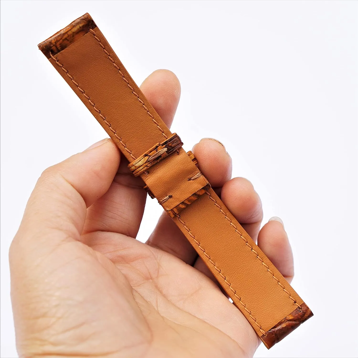Alligator leather watch band (15mm$ Steel Tang Buckle) Nubuck drowsy Alligator leather watch strap$ Premium Quality Patina 