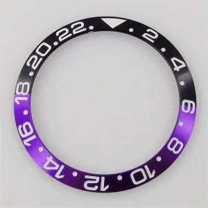 Alloy Aluminum Watch Bezel Ring Insert Fit SUB/GMT Watch Watch corona lacquer dignify lip analyze repair tools LoRier 38mm*30.6mm Black & Purple Slope 