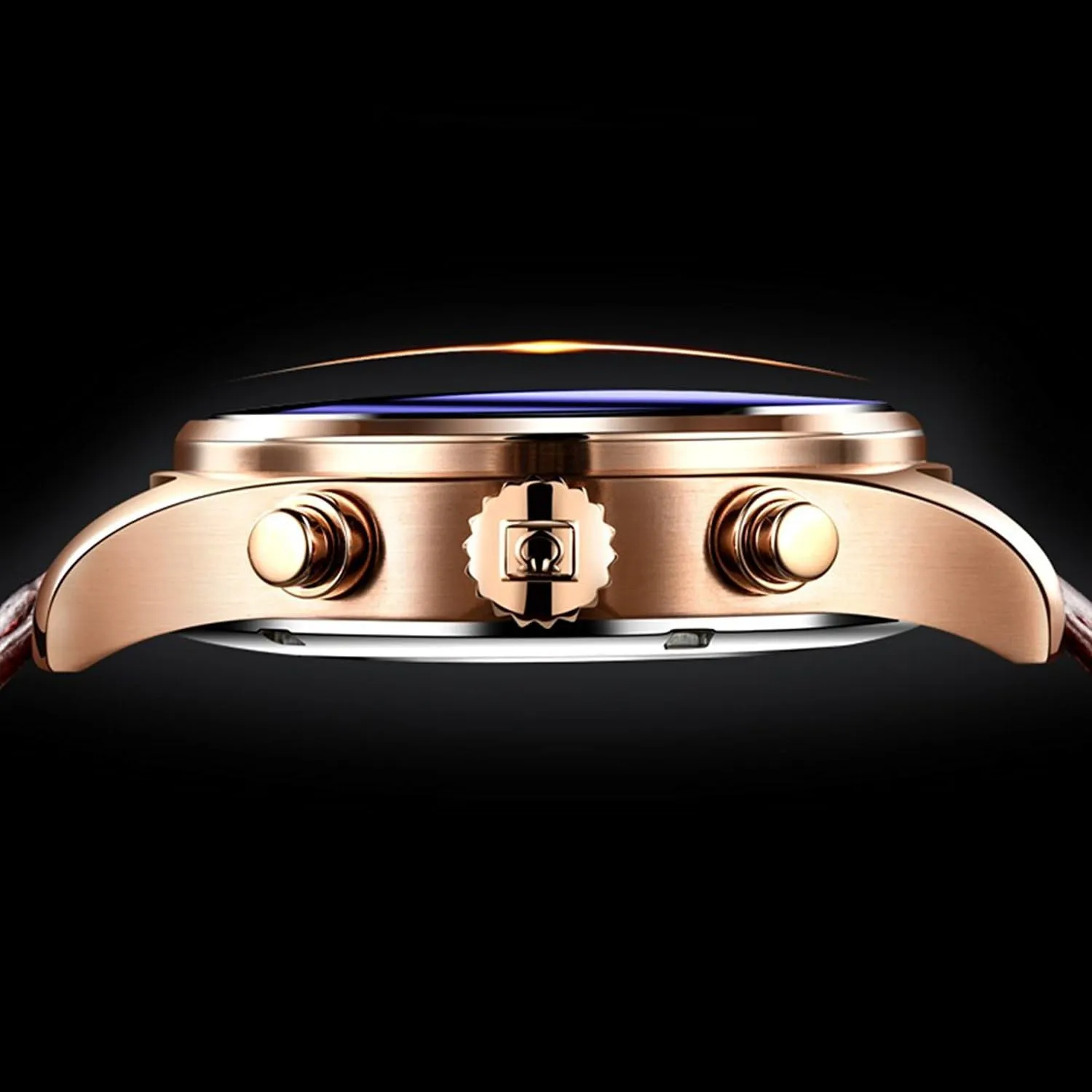Analog bombardment Automatic Luminous Hands Calendar Moon Phase Waterproof Watch Mens Business Multifunction Dial 