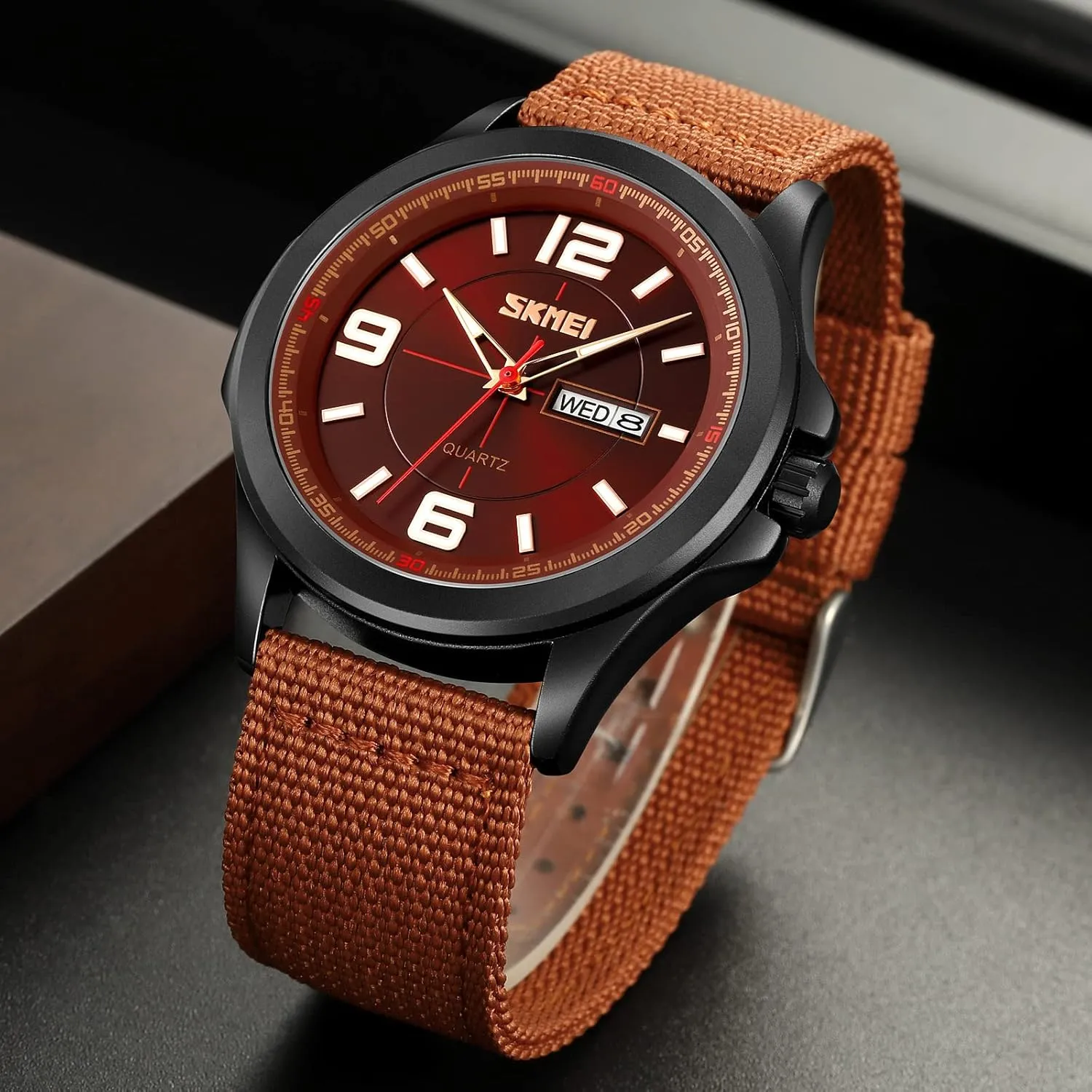 Analog Expedition Watch Army Field Sport Watches Minimalist Business Waterproof Dual Calendar Student Quartz Watch with Nylon exhibitor Band for Men Outdoor Sport FANMIS Men's Military Tactical 