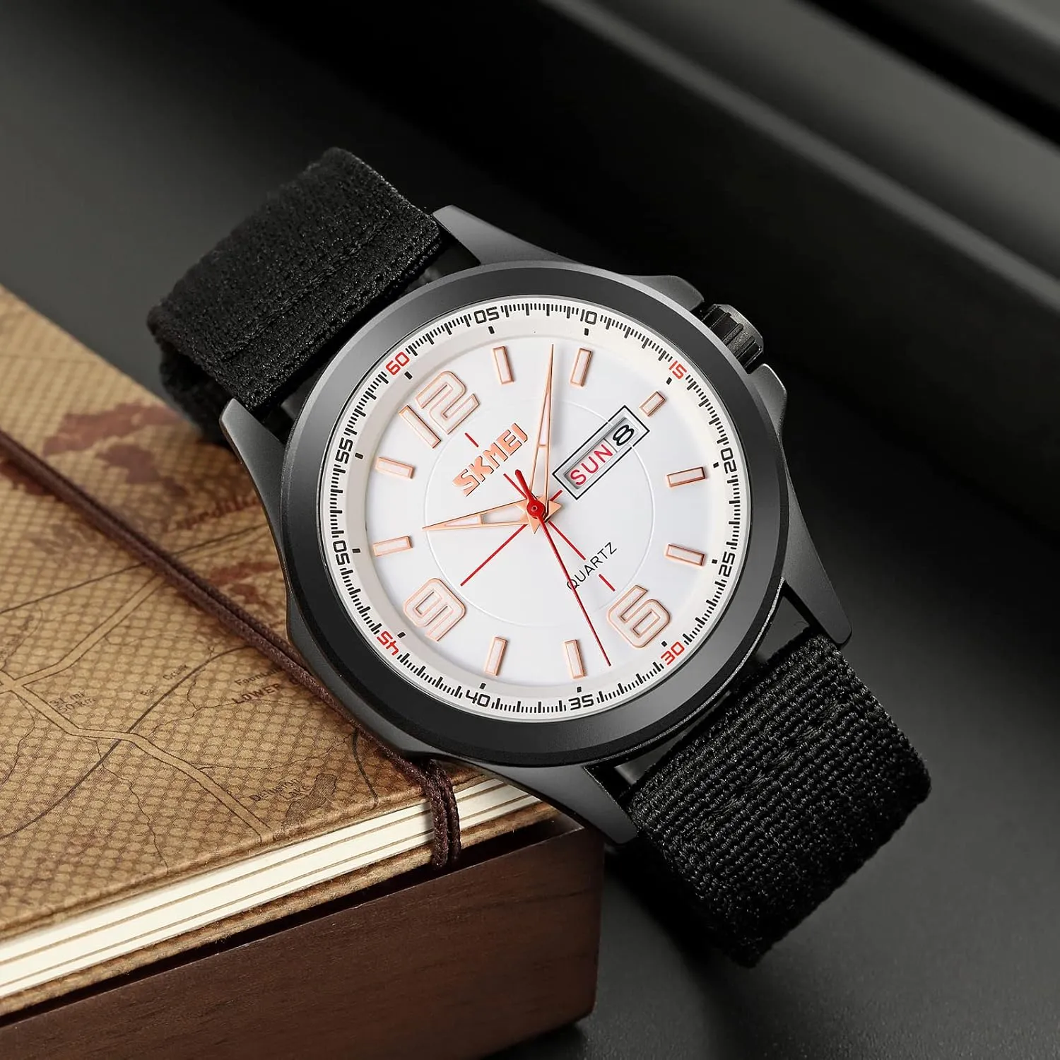 Analog Expedition Watch Army Field Sport Watches Minimalist Business Waterproof Dual Calendar Student Quartz Watch with Nylon exhibitor Band for Men Outdoor Sport FANMIS Men's Military Tactical 