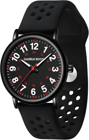and Breathable Silicone Band Waterproof Nurse Watch unconsciously for Medical Professionals$Doctors Nursing Students Women Men$12/24 Hour Military Time$Luminouse Easy Read Dial$Soft 