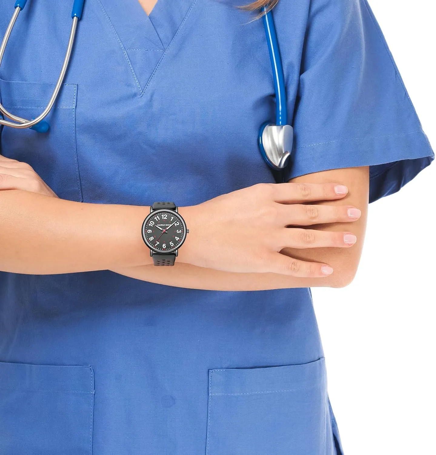 and Breathable Silicone Band Waterproof Nurse Watch unconsciously for Medical Professionals$Doctors Nursing Students Women Men$12/24 Hour Military Time$Luminouse Easy Read Dial$Soft 