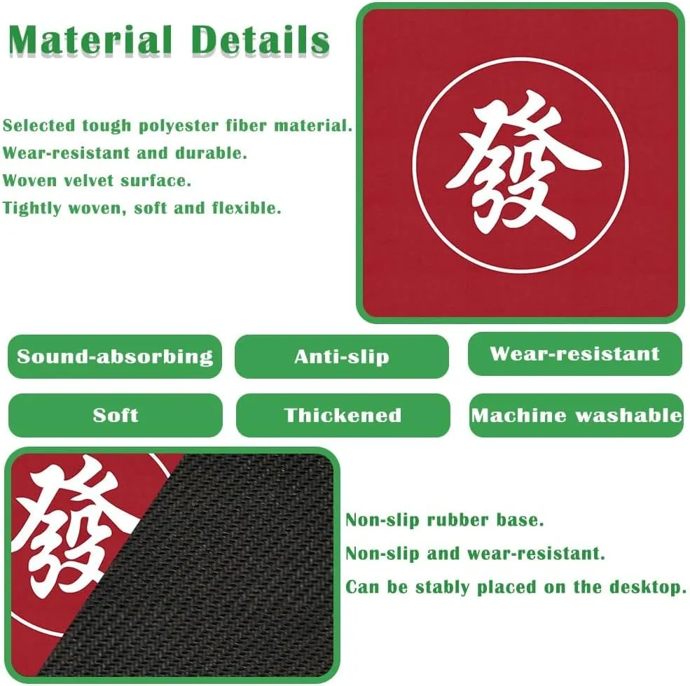 and Dominoes(Black) Mahjong Mat, 31.5 in x 31.5 in Mahjong Table Mat for Tile Game, Anti Slip and Noise Reduction linen deformation adequate pack Table Cover for Poker Card Board 