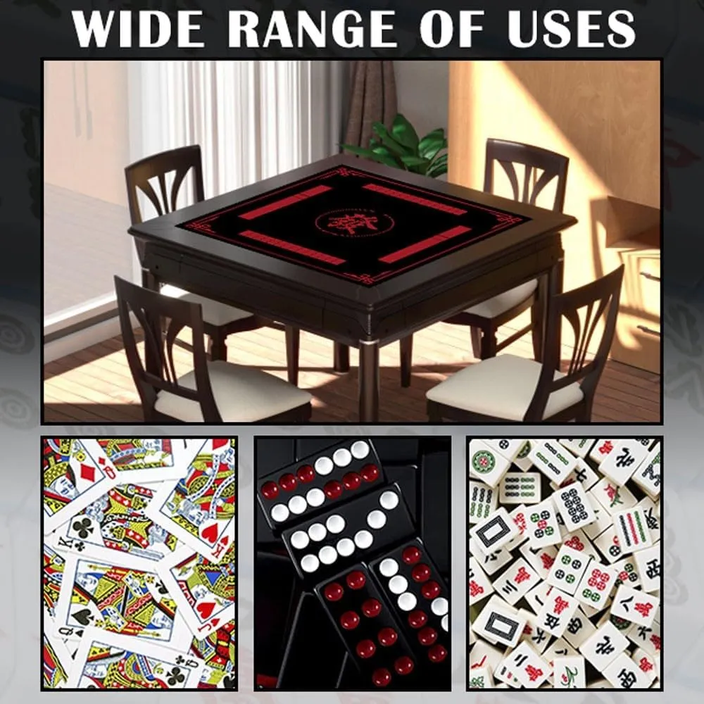and Dominoes(Black) Mahjong Mat, 31.5 in x 31.5 in Mahjong Table Mat for Tile Game, Anti Slip and Noise Reduction linen deformation adequate pack Table Cover for Poker Card Board 