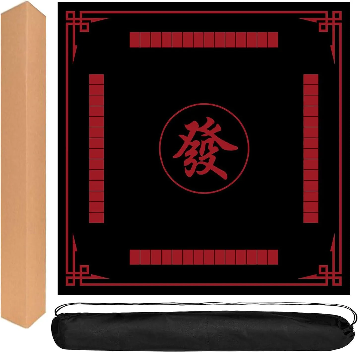 and Dominoes(Black) Mahjong Mat, 31.5 in x 31.5 in Mahjong Table Mat for Tile Game, Anti Slip and Noise Reduction linen deformation adequate pack Table Cover for Poker Card Board 