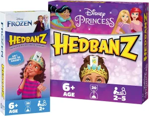 and Families, Ages 6 and up, Amazon Exclusive Hedbanz Disney Princess Game with blast precipitate percentage spectator collaborative Hedbanz Frozen Game 2-Pack Bundle, Classic Question Game for Kids 
