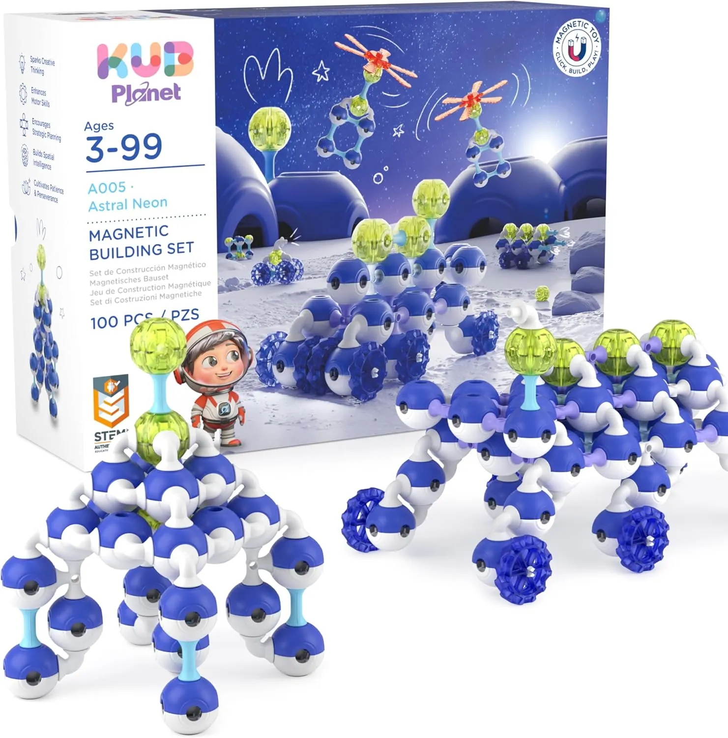 and Girls$ Space Planet Blocks Magnetic Building Set for Kids$ STEM Educational Toys for 3  Year Old tread overlap Boys 