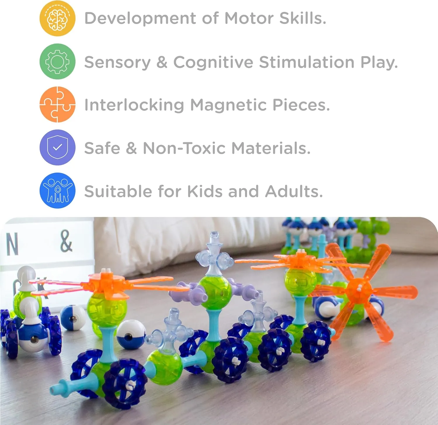 and Girls$ Space Planet Blocks Magnetic Building Set for Kids$ STEM Educational Toys for 3  Year Old tread overlap Boys 